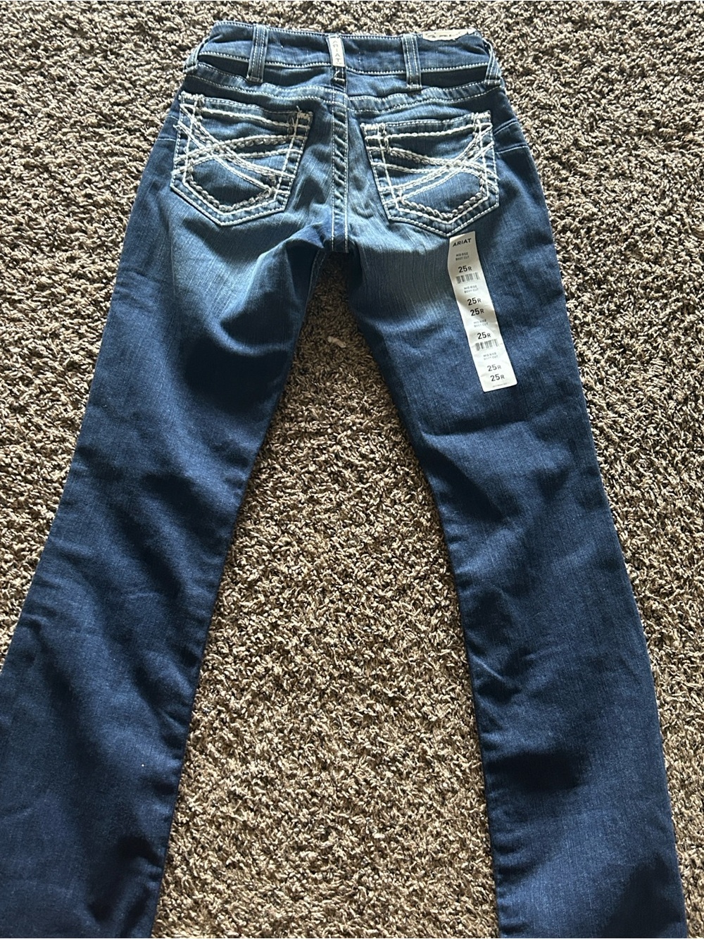 Ariat Dark Blue Stretch Bootcut Jeans with Embroidered Back Pockets